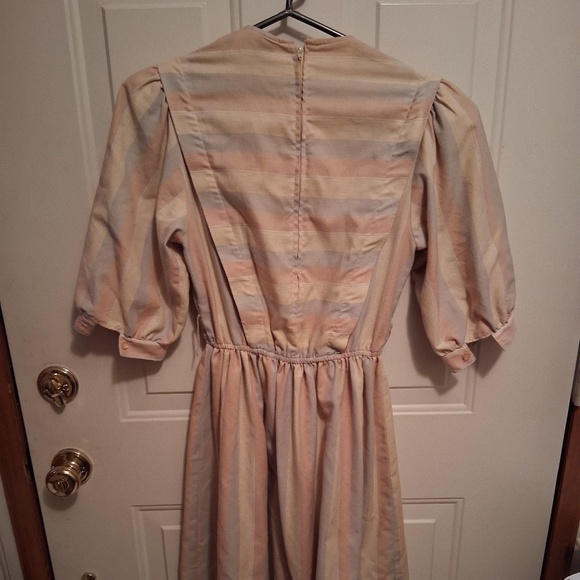 Women's Vintage Donna Morgan Dress, Gray/Pink/Cream Stripes, Size S - Picture 2 of 7